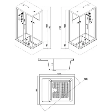 Душевая кабина Esbano C (ES-108CKRB (Left)) левая, с крышей, 100x80x215 см 12