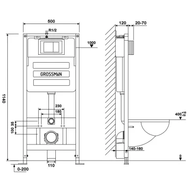 Инсталляция для подвесного унитаза Grossman 900.K31.01.000 7