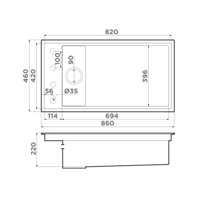 Мойка кухонная Omoikiri Kinaru Pro 86-U/I-DO 4997024 46x86 см, deep ocean 3