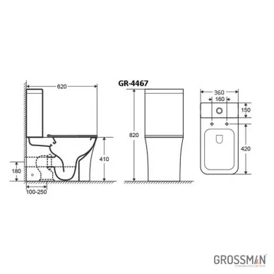 Унитаз напольный Grossman Classic GR-4467S безободковый, с тонким сиденьем микролифтом 5