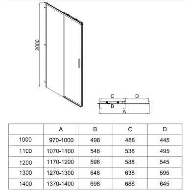 Душевая дверь Vincea Soft 2 VDS-3SO2100CL 100x200 см, профиль хром/стекло прозрачное 5