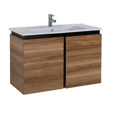 Тумба для ванной Creavit Verti VE0100.42.VV + SU100-00CB00E-0000 100 см, подвесная, с раковиной, орех 0