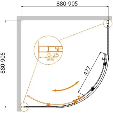 Душевой уголок Cezares Molveno MOLVENO-R-1-90-C-GM-IV 90x90 профиль оружейная сталь/стекло прозрачное 5