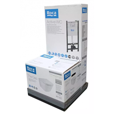 Инсталляция Roca Active WC ПЭК (893104100) в комплекте с унитазом Roca The Gap Rimless микролифт 10