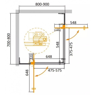 Душевой уголок Cezares Slider AH 2 (SLIDER-AH-2-70/80-80/90-C-Cr) 1