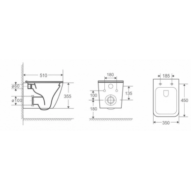 Чаша подвесного унитаза Cerutti SPA Ticino MiMi Aria MB (CT8920) безободковый, микролифт, чёрная матовая 5