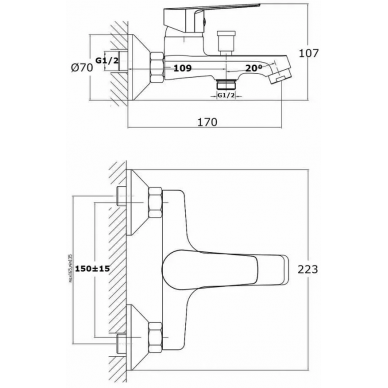 Смеситель для ванны Orange Loop (M26-100b) с душем, черный матовый 5
