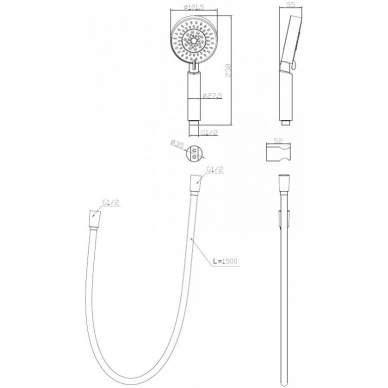 Ручной душ BelBagno Ancona (BB-DFS-5-CRM) пятирежимный со шлангом 1