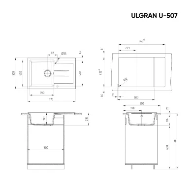 Мойка кухонная Ulgran Classic (U-507-310) серый 5