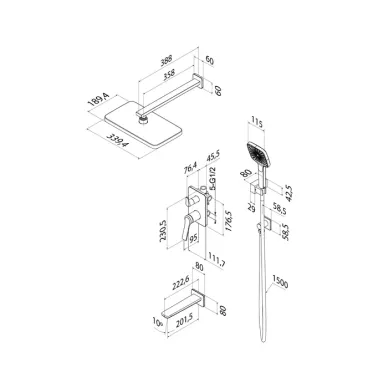 Душевая система IDDIS Parker PARGM03i68 графит 6