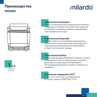 Полочка Milardo Grid GRICS2BM44 двойная, черная 6