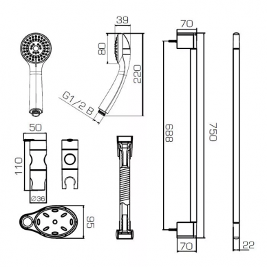 Душевой гарнитур Bravat Eco (D152CP-1A-RUS) 1