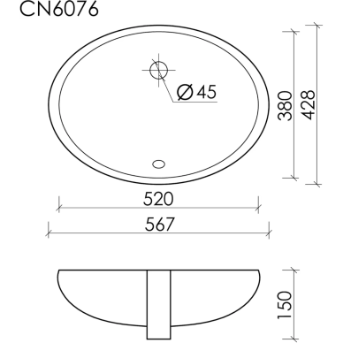 Раковина встраиваемая Ceramicanova Element CN6076 52 см, белая 6