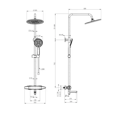 Душевая система Wonzon & Woghand Neo WW-B3035-A2-CR термостатическая, с изливом, хром 1