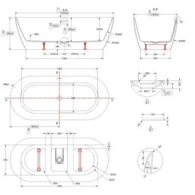 Акриловая ванна Vincea VBT-705-1800 180х80 см, белая 6