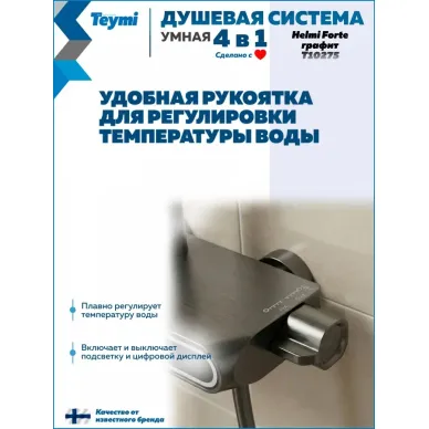 Душевая система Teymi Helmi Forte T10235 с умным смесителем, графит 9