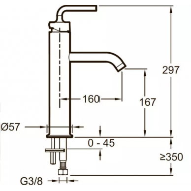 Смеситель для раковины Jacob Delafon Purist (E14404-4A-CP) высокий 1