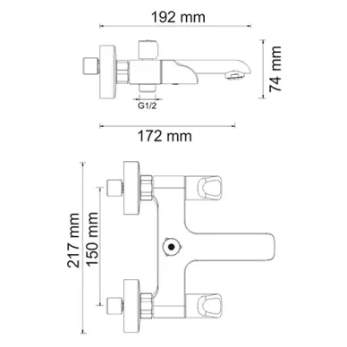 Смеситель для ванны Wasserkraft Lossa 1200 (1201) 6