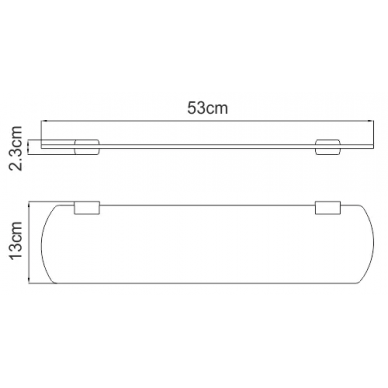 Полка стеклянная Wasserkraft Sauer K-7900 (K-7924) (53 см) настенная (глянцевое золото) 3