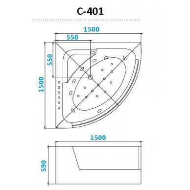 Акриловая ванна Cerutti SPA (C-401) (150х150) с гидромассажем 10