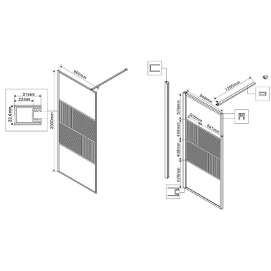 Душевая перегородка Vincea Walk-In HP Art (VSW-1HC900CFB) 90x200 см, профиль черный матовый/стекло рифленое/прозрачное 6