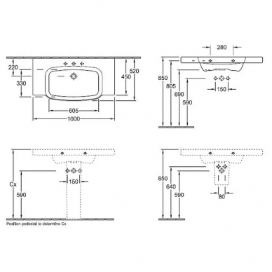 Раковина Villeroy & Boch Sentique (5142A0R1) (100 см) 1