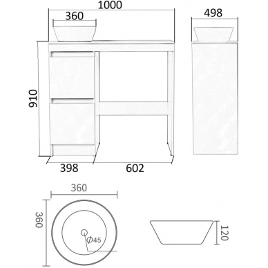 Тумба с раковиной Orange Sistema (STM-100TUW+RA) (100 см), белый 5