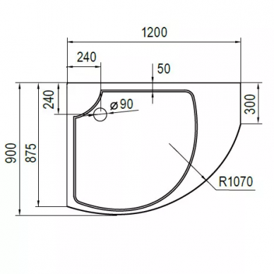 Душевой поддон Cezares Triumph Type RH (R) (120х90) акрил 1