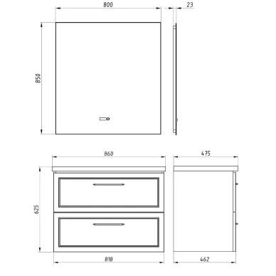 Зеркало ASB-Mebel Оскар 80 (10236) с подсветкой и часами 6