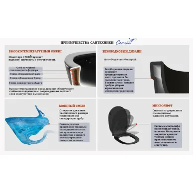 Унитаз напольный Cerutti SPA Arno MB (CT9827) безободковый. микролифт, чёрный матовый 5