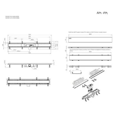 Душевой лоток Am.Pm PrimeFlow (W02SC-U11-090-04BM) (900мм) универсальный затвор Tile 6