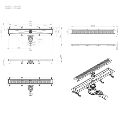 Душевой лоток Am.Pm MasterFlow (W01SC-P11-070-01SB) (700мм) универсальный затвор Cut Gradient 11