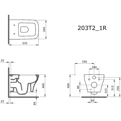 Чаша подвесного унитаза Ambassador Benefit 203T20001R-202T20001S безободковый, тонкое сиденье с микролифтом 7
