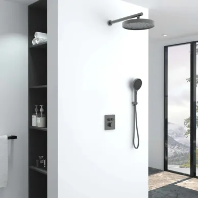 Душевая система Vincea Inspire VSFW-3I21MT2GM встраиваемая с термостатом, вороненая сталь 6