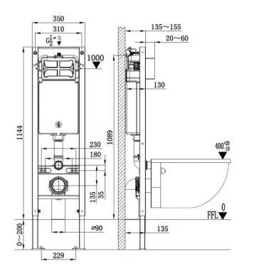 Инсталляция Welt Wasser AMBERG 350 + GELBACH 041 MT-GR +AMBERG RD-BL в комплекте с унитазом, безободковый, с сидением микролифт 5
