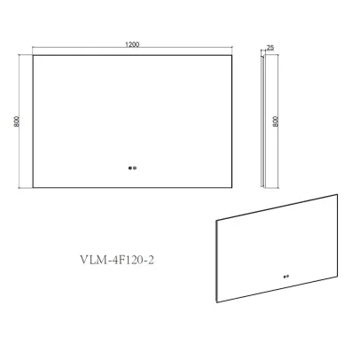 Зеркало Vincea VLM-4F120GM-2 120x80 см, с подсветкой с сенсорным выключателем, воронёная сталь 3