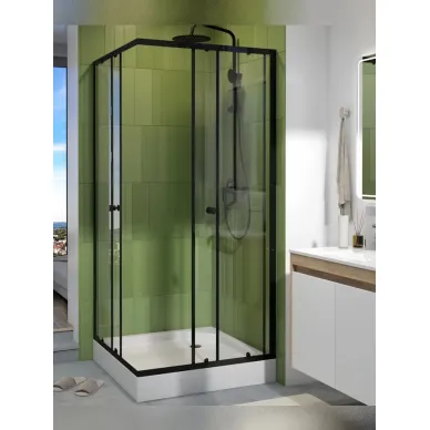 Душевой уголок Teymi Lina T00604 90x90, с поддоном, чёрный/стекло прозрачное 6