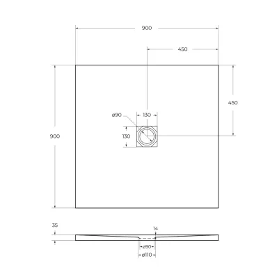 Поддон для душа Belbagno Uno TRAY-MR-UNO-A-90-35-NERO-CR 90х90 см, чёрный матовый 5