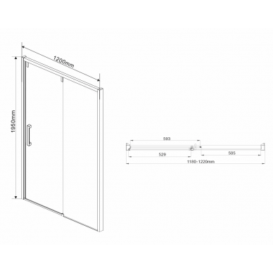 Душевая дверь Vincea Lugano (VDS-1L120CL) 120х195 см, хром, стекло прозрачное 5
