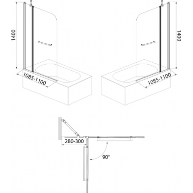 Шторка для ванной Iddis Ray (RAY6CS1i90)	110х140 см 6