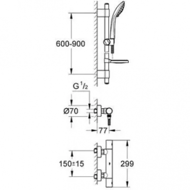 Термостат для душа Grohe Grohtherm 1000 Cosmopolitan M (34321002) с душевым гарнитуром 1