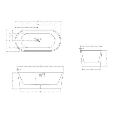 Акриловая ванна Abber AB9209MW 170x80 белая матовая 6
