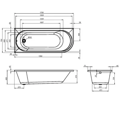 Ванна акриловая Am.Pm X-Joy W94A-170L70W-A 170х70 левая, без гидромассажа 5