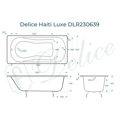Ванна чугунная Delice Haiti Luxe DLR230639 180x80 см 7