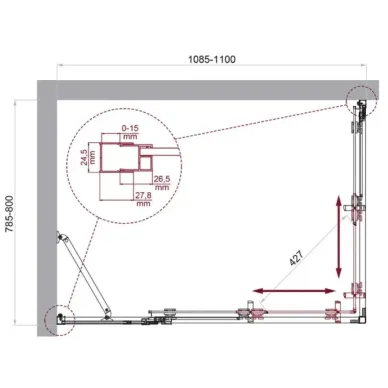 Душевой уголок BelBagno Luce LUCE-AH-21-110/80-C-Cr 110x80 см, хром/прозрачное стекло 5