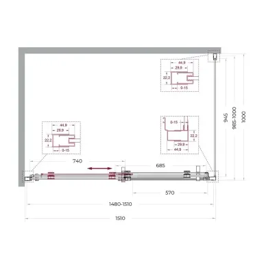 Душевой уголок BelBagno Marino MARINO-2-AH-1-150/100-C-GM 150x100 см, оружейная сталь/прозрачное стекло 6