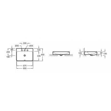 Раковина Jacob Delafon Vox (EVD112-53-00) (60 см) (с 3-мя отверстиями для смесителя) 1