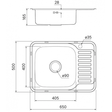 Мойка кухонная Iddis Basic (BAS65SLi77) 65*50 см, чаша слева, сатин 5