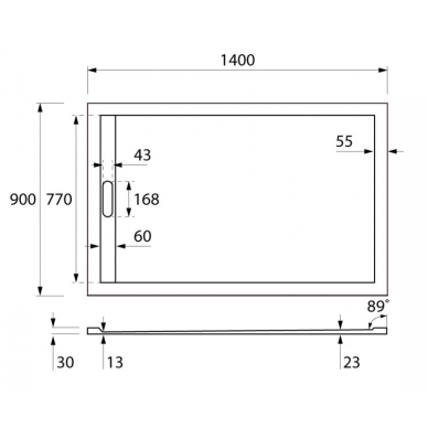 Душевой поддон Cezares (TRAY-AS-AH-140/90-30-W) (140х90) из искусственного мрамора 1