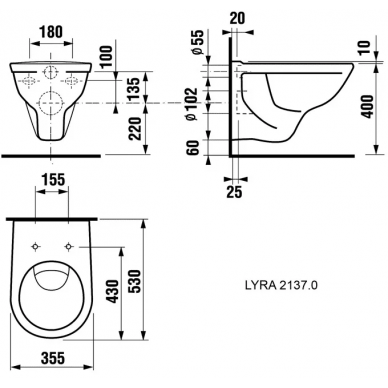 Чаша подвесного унитаза Jika Lyra (2137.0) 1